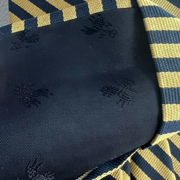 Brooks Brothers Makers Men's Neck Tie All Silk Striped Yellow & Navy Blue - Picture 5 of 8